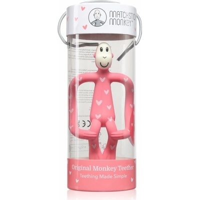 Matchstick Monkey Teething Toy and Gel Applicator hryzadielko s kefkou 2 v 1 Hearts Pink 1 ks