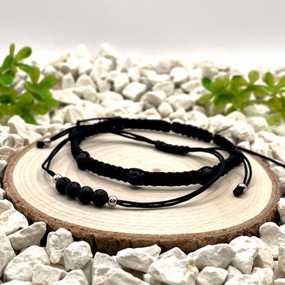 Certom Set náramků Láva černá se stříbrem 0456