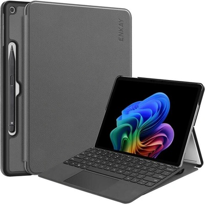 ENKAY 128138 LEATHER Zaklápací kryt pre Microsoft Surface Pro 12 šedý