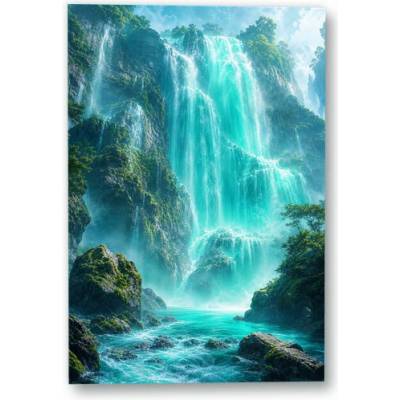 Plakát – Tyrkysový vodopád mezi skalami Bez rámu Bez rámu 80 × 120 cm Ano
