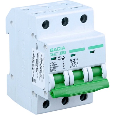 Istič, 6kA, B, 3 póly, 20A GACIA SB6L B 3P 20A