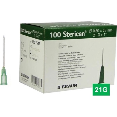 B. Braun jehly STERICAN 21 G 0.8×25 zelená
