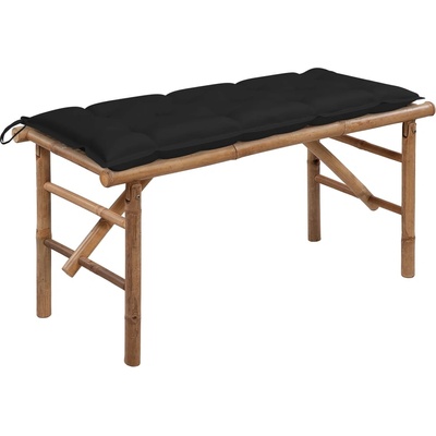 vidaXL Сгъваема градинска пейка с възглавница, 118 см, бамбук (3063871)