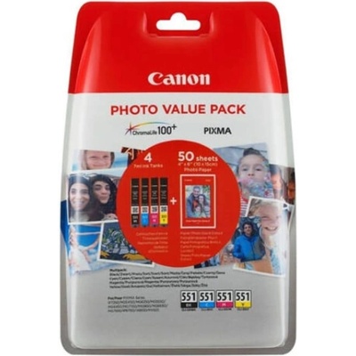 Canon Касети за Canon PIXMA IP 7250/MG 5450/MG 6350 - Cyan/Magenta/Yellow/Black - 6508B005AA - Canon CLI-551 MultiPack, Заб. 4x 7ml капацитет (6508B005AA)