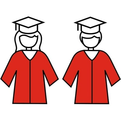 DĚTSKÝ studentský talár, Barva šálu 302 - mandarinková , Barva taláru 400 - červená