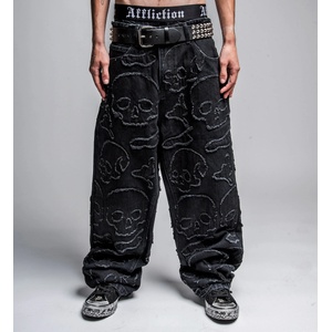 AFFLICTION мъжки панталони дънки baggy AFFLICTION - ETERNAL SKULL - washed черни - 110WL212-LTST