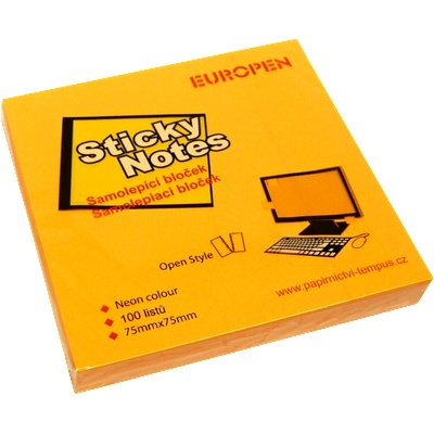 Самозалепващи листчета Sticky 75/75мм неон, оранжеви
