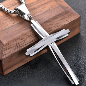 HARAHU Колие SI-39020 Cross - Сребърна/60см KP39020