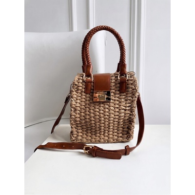 Monnari Slamená kabelka do ruky a crossbody hnedá štýlová