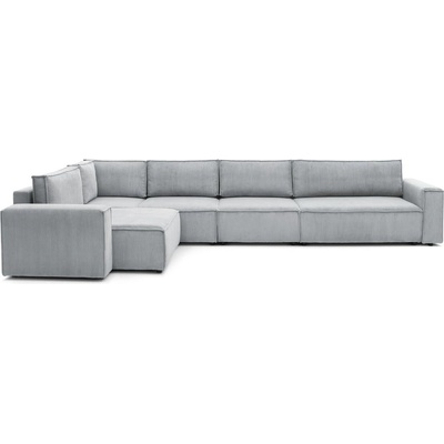 Bobochic Светлосив ъглов диван от велур, ляв ъгъл Nihad modular - Bobochic Paris (101207)