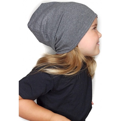 Detská obojstranná bavlnená čiapka tm.šedý melír / sv.šedý melír