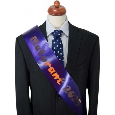 Maturitní šerpa purpurová saténová