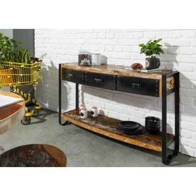Bighome INDUSTRY Konzole 135x35 cm litina a staré dřevo