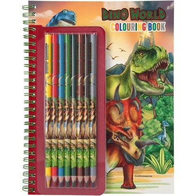 Dino World 3490266 omaľovánky s pastelkami a samolepkami dinosauři