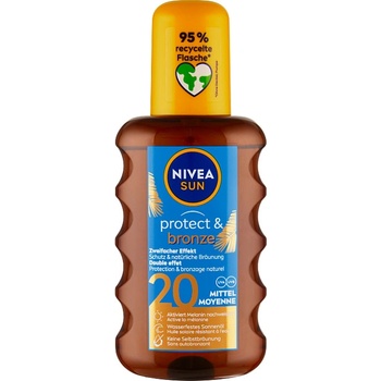 Nivea Sun Protect & Bronze olej na opalování spray podporující zhnědnutí SPF20 200 ml