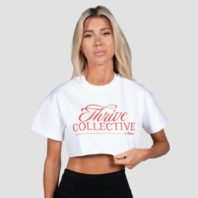 GymBeam Dámske cropped tričko Thrive White