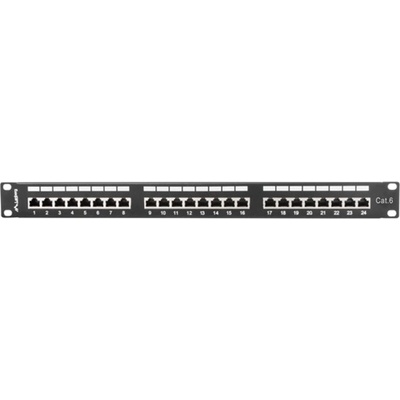 Пач панел Lanberg PPS6-1024-B, 24x порта, 19", 1U, Cat. 6, Shielded, IDC T568A/T568B, черен (PPS6-1024-B)