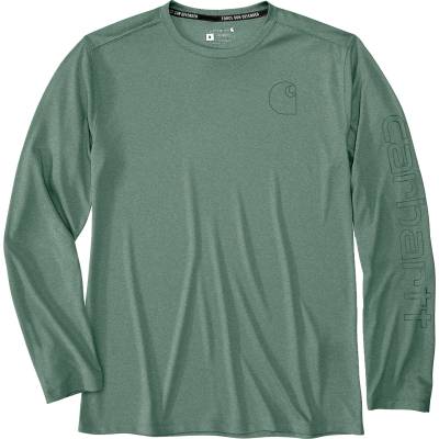 Carhartt WIP Мъжка блуза с дълъг ръкав Carhartt Force Sun Defender Relaxed L/S Logo Longsleeve - Green Slate Heather (216-8571-0311)