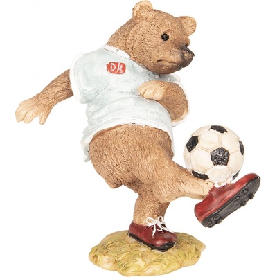 Clayre & Eef Dekorace Medvěd hrající fotbal 10*6*10 cm