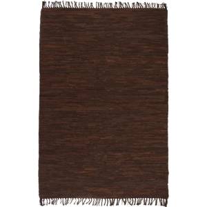 vidaXL Ръчно тъкан Chindi килим, кожа, 120x170 см, кафяв (245221)