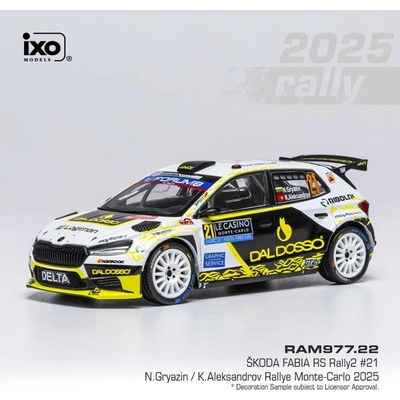 Škoda Fabia Rally2 Rally Monte Carlo 2025 21 Gryazin Aleksandrov IXO 1:43