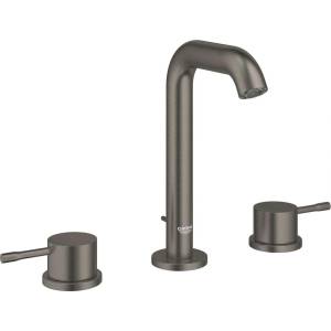 GROHE Essence - Смесител за мивка с изход, монтаж с 3 отвора, четка Hard Graphite 20296AL1 (20296AL1)