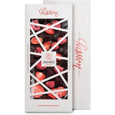 Čokoládovna Janek Passion 72% jahody, maliny, rybíz, ostružina hořká 100 g
