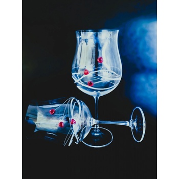 Crystalite Bohemia sklenice Ellen se srdíčky Červená 2 x 640 ml