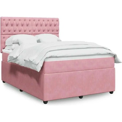 vidaXL 11461.3292393 Boxspring postel s matrací růžová samet