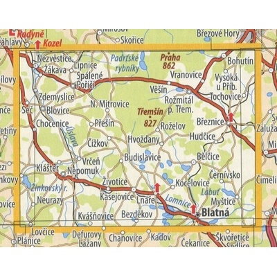 KČT 35 Brdy a Třemšínsko - nástěnná turistická mapa 90 x 60 cm Varianta: mapa v dřevěném rámu, Provedení: Ticiago černý