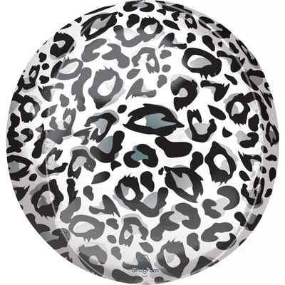 Amscan Fóliový balónek kulatývzor-Leopard” BÍLÝ 40 cm