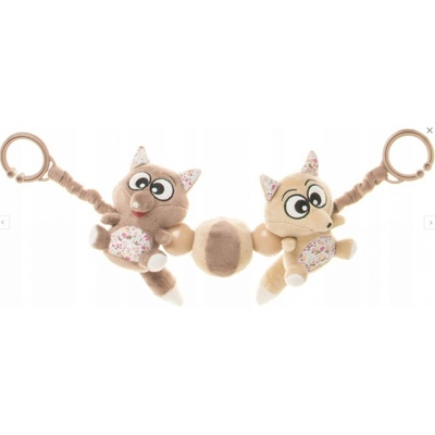 4Baby plyšová hrkálka zábrana na kočík Fox béžovo/hnedé
