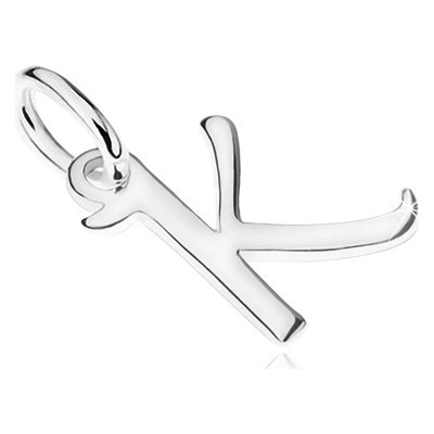 Šperky eshop Přívěsek ze stříbra 925 ozdobné tiskací písmeno K s vysokým leskem SP56.07