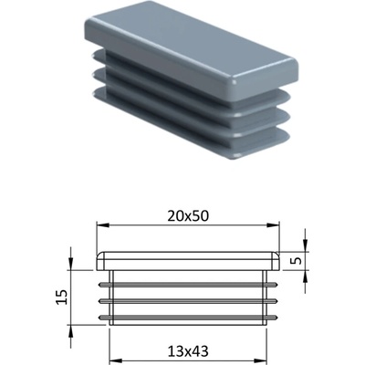 Krytka plastová 20 x 50 mm