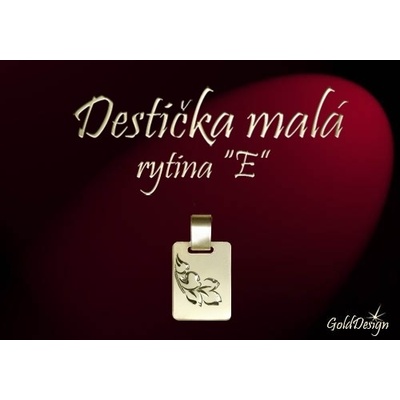 Gold Design Destička malá E přívěsek zlacený GD713