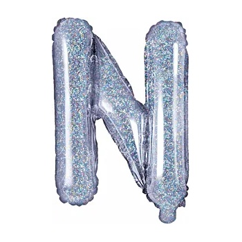 Image 1 of PartyDeco Балон от фолио Mini - Буква N 35см холографичен