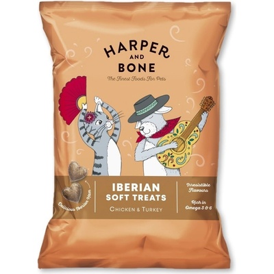 Harper and Bone Cat & Dog iberské měkké pamlsky kuře a krůta 90 g