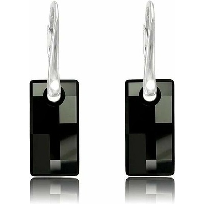 Swarovski Elements Urban krystal 20 mm Stříbrné náušnice visací černé obdélníky 31278.5