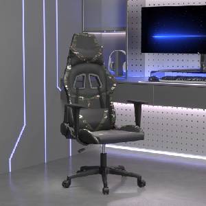 vidaXL Гейминг стол, черно и камуфлаж, изкуствена кожа (3143675)