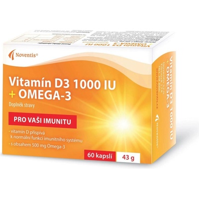 Noventis Vitamín D3 1000 IU + OMEGA-3 200 mg 60 kapslí