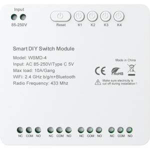AVATTO DIY модул Avatto WSMD-4 250V 4-канален интелигентен превключвател (WSMD-4-250V)
