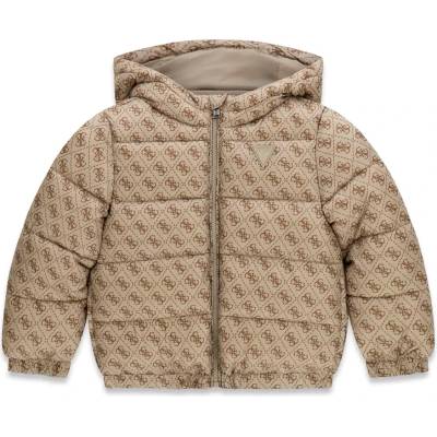 GUESS Яке в бежов цвят за мини момче с кафеви лога Guess