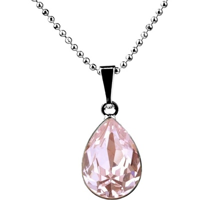Swarovski Elements Stříbrný náhrdelník růžová slzička, kapka 54016.3 Light Rose (růžová světlá)