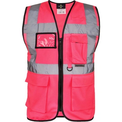 Korntex Berlin Multifunkčná reflexná vesta na zips KX802 Neon Pink