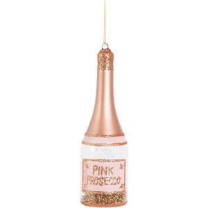 Sass & Belle Стъклена ръчно изработена коледна украса ø 5 cm Pink Prosecco - Sass & Belle (VERXM122)