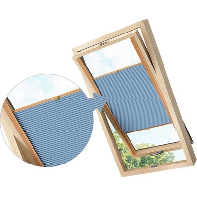 Zebra-shop Zatemňovací Plissé Pro Střešní Okno SV. MODRÁ PM09 Velux P08 borovice