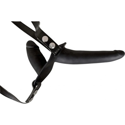 You2Toys - Черен двоен силиконов дилдо с колани