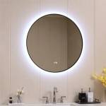Inter Ceramic Огледало за баня с вградено LED осветление Bari, кръгло 60 см черен мат (ICL 1855/60)