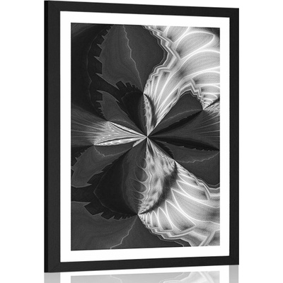 Plakát s paspartou umělecká abstrakce v černobílém provedení - 60x90 silver