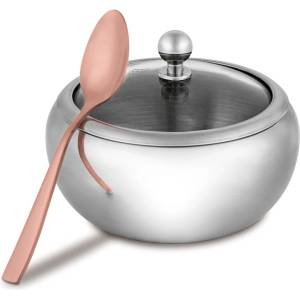 Berlingerhaus Захарница от неръждаема стомана със стъклен капак и лъжичка Rose Gold 55080 (BH/8947)